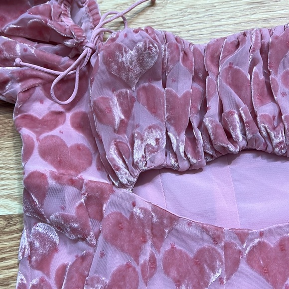 For Love Lemons Nikki Heart Burnout Cute Romantic Midi Dress size S - Picture 9 of 16